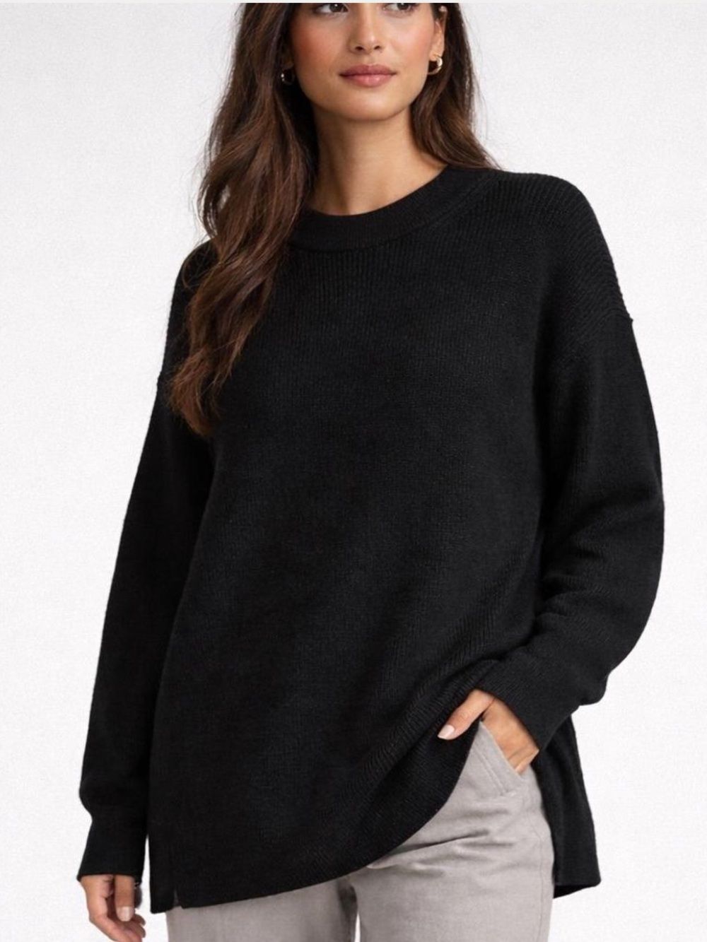 lululemon 8 Black Crewneck Merino Wool Blend Knit Sweater